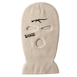 YAMEE Balaclava Men's Women's Winter Hat, Balaclava, 3-Hole Balaclava, Full Mask, Ski Hat, Knitted Mask, Full Face Cover for Outdoor, Cycling, Skiing, 1/Beige