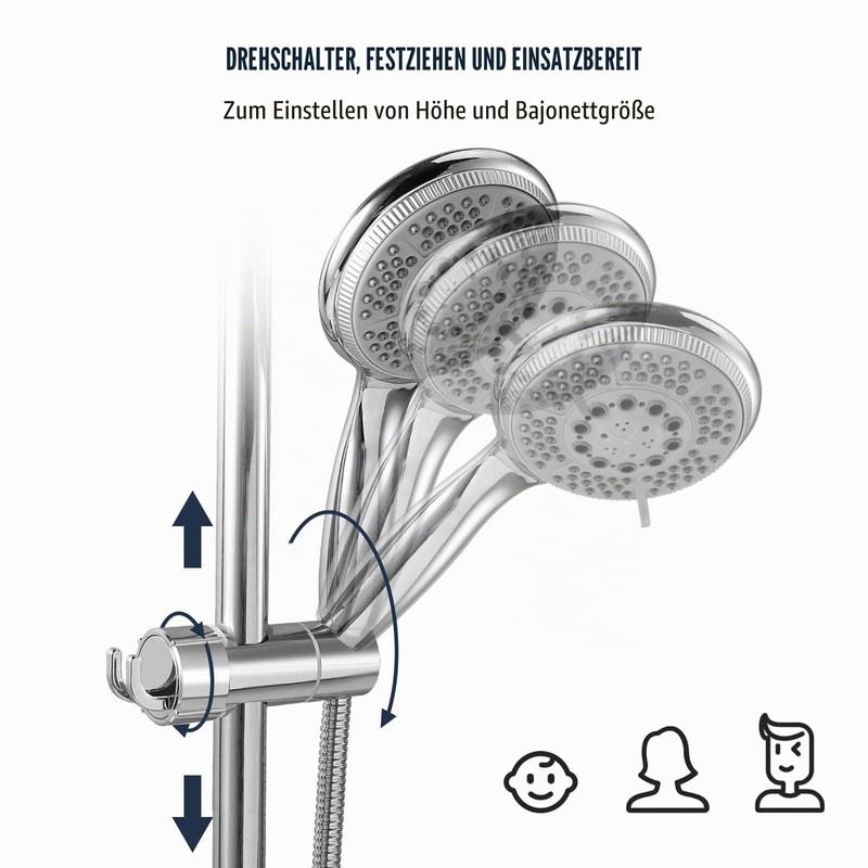 Vinabo Shower Head Holder No Drilling 18-25mm Diameter Adjustable Shower