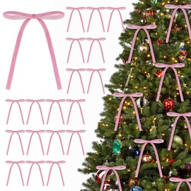 KKSTY 30Pcs Christmas Velvet Bows, Vintage Style Velvet Ribbon Bows for Christmas Tree, Gift Wrapping, Wreaths, Garlands, Wedding, Party, Home Decor,5x7 Inches (Pink)