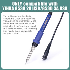 YIHUA 917D Blue Grip Replacement Soldering Iron Handpiece/Handle for Yihua 853D 2A USB, 853D 3A USB