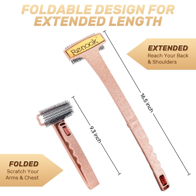 Back Scratcher Extendable, 17'' Shiny Champagne Foldable Back Scratcher with