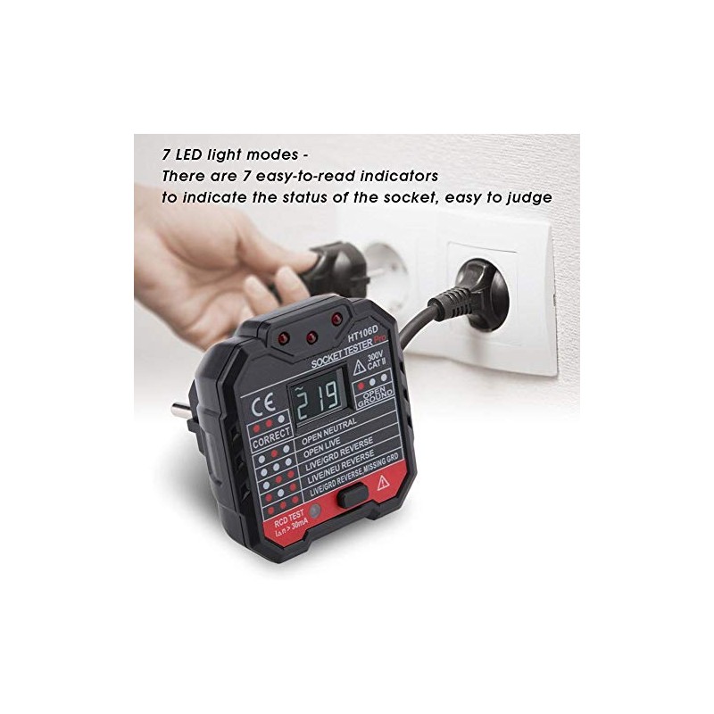 Socket Tester HT106D Wire RCD/GFCI Socket Tester AC 48-250 V