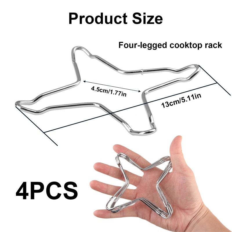 2-Piece Gas Stove Ring Reducer Trivet, Durable Silver Gas Cooker