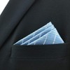 S&W SHLAX&WING Extra Large Men's Pocket Square Blue Azure Check