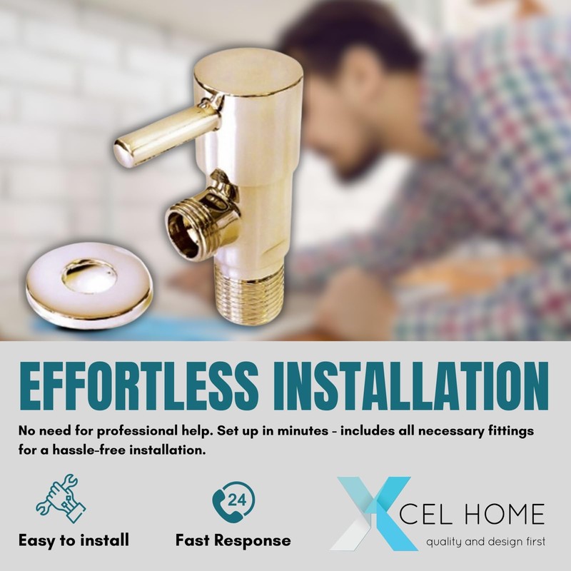 Brushed Gold Stop Valve - Premium Brass Construction - Elegant