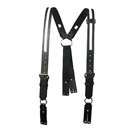 Boston Leather Fireman's Suspender, 1-1/2" - w/Silver Ref. Trim XL - w/Loop Attachment