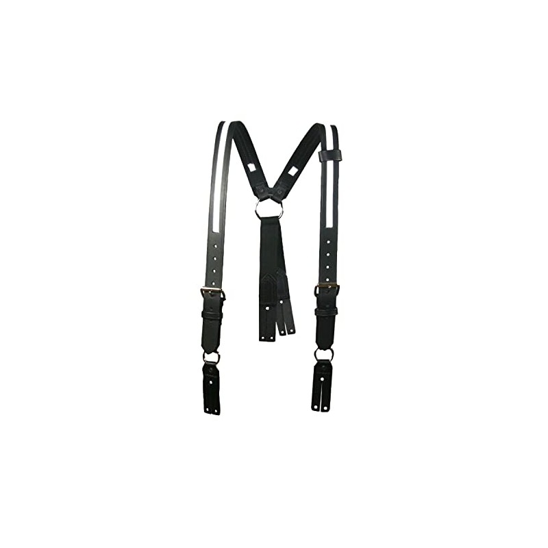 Boston Leather Fireman's Suspender, 1-1/2" - w/Silver Ref. Trim XL