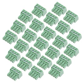 sourcing map AC300V Pitch 4P Flat Angle Terminal Strip Plug Green 8A 3.5mm