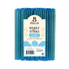 The Honey Jar Coconut Flavored Honey Sticks - Pure Honey Straws For Tea, Coffee, or a Healthy snack - One Teaspoon of Flavored Honey Per Stick - Made In The USA with Real Honey - (50 Count)