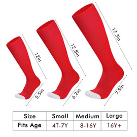 WHIPPY 2 Pairs Baseball Soccer Softball Socks for Youth Adult Over-the-Calf Knee High Socks for Boy Girl Red L