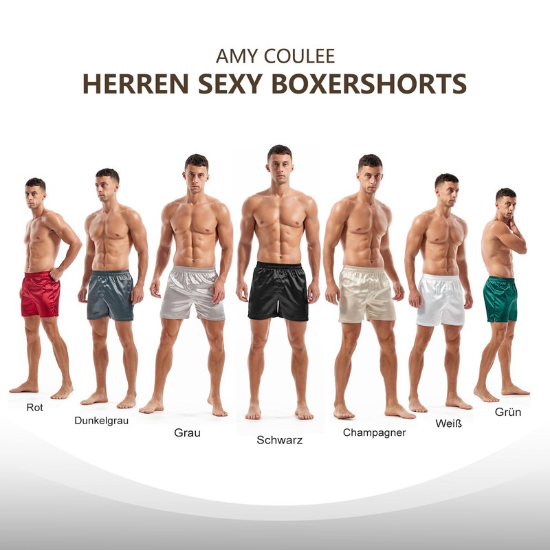 Amy Coulee Satin Sleep Shorts Men's Sleepwear Boxer Shorts, black