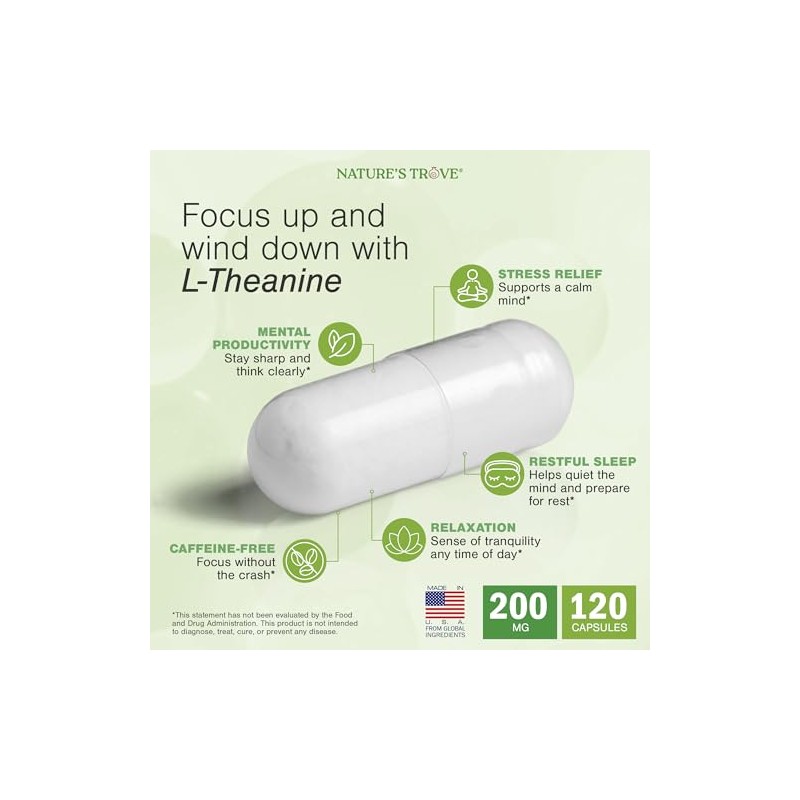 Natures Trove Nature'S Trove L-Theanine 200 Mg - 120 Cápsulas