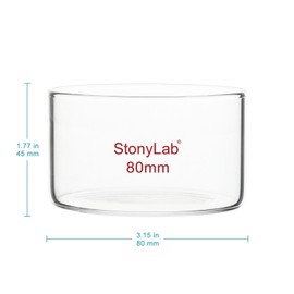 stonylab Crystallizing Dish, Thick-Wall High Borosilicate Glass Crystallizing Dishes for Crystallization and Evaporation Lab Glassware, Flat Bottom, No Spout, O.D. 80 mm, 100 ml
