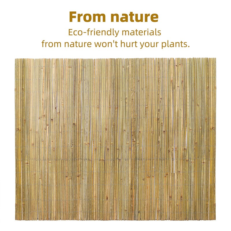 Natural Bamboo Slat Screening,6.5FT x 13FT Bamboo Fence Panel for