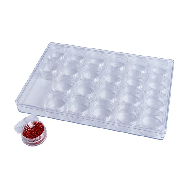 DOCLOCK Clear Bead Storage Organizer Case, 24pcs Screw-Top Embroidery Diamond