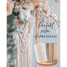 Beigold® Premium Macrame Yarn Sea Blue - Macrame yarn 3 mm for beautiful natural look (100 m) Cotton yarn for macramé DIY crafts