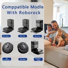 Q5 Replacement Accessories Kit Compatible with Roborock Q5 Max+, Q5 Pro, Q5 Pro+, Q5 DuoRoller+, Q8 Max, Q8 Max+ Plus Vacuum Robot, Main Brushes, 2 Side Brushes, 2 HEPA Filters,2 Bags,2 Rags,Tools