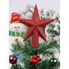 YYCRAFT 4 Inch Glitter Star Tree Topper Christmas Decoration-2 Pack,Red