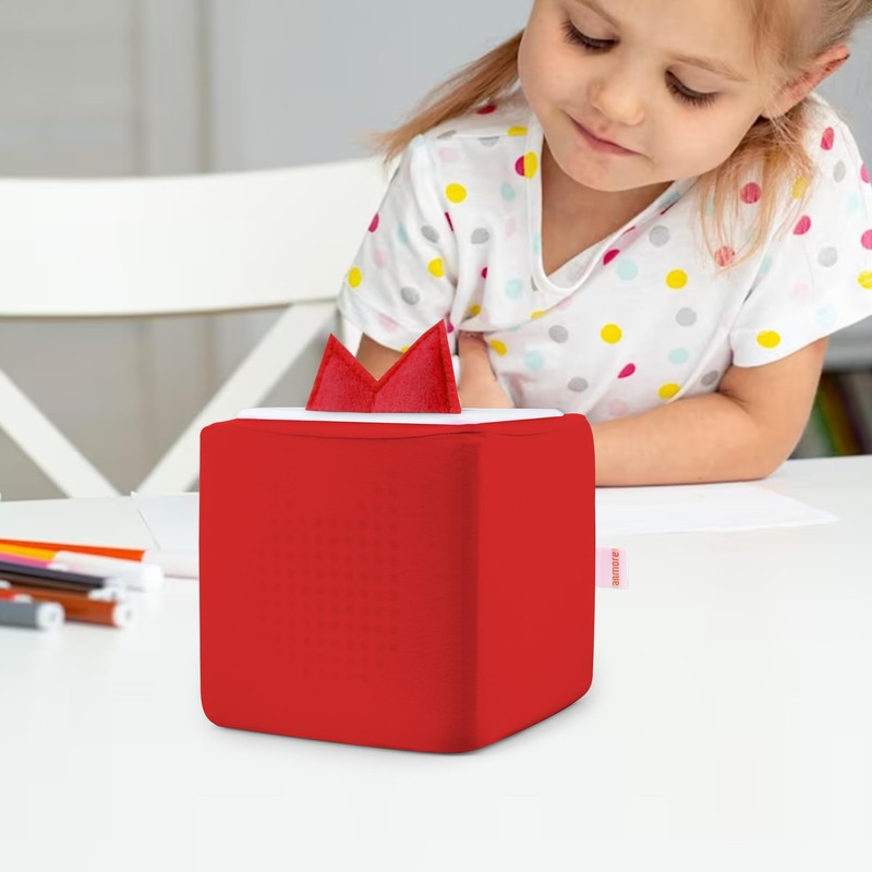 Sleeve for Toniebox, with Cover for Tonie Ears, Stain-Resistant, Red