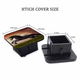 Beabes Horse Towing Hitch Cover Animal Black Horse Gallop Sunset Trailer Hitch Tube Cover Plug Cap Hitch Cover Universal for 2 Inch Receivers Tube for RVs SUVs and Cars