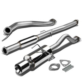 Auto Dynasty 4.5 inches Muffler Rolled Tip Stainless Steel Catback Exhaust System Compatible with Acura Integra GSR 1994-2001