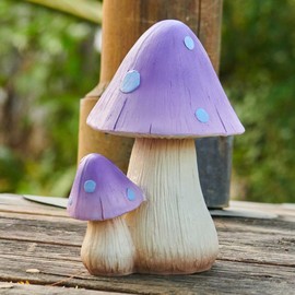 Mushroom Figurine, Fairy Gardening Figurine, Mushroom Ornament, Outdoor Decorative Mushroom, Perfect for Gardens & Home Decor, Durable and Waterproof Design, Nature Themed Decor, Resin (Purple 20H)