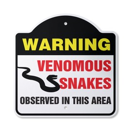 Venomous Snakes 12" X 12” Sign | Indoor/Outdoor Plastic | SignMission Designer Reptile Lover Cobra Poisonous Copperhead Novelty Gift Funny Joke Gag Road Garage