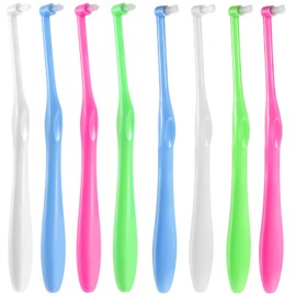 Ptwola 6 Pcs Orthodontic Braces Small Head Toothbrush Tuft Brush End Toothbrush Tiny Compact Interdental Interspace Brush Soft Brushes Pack for Adults Implants Sensitive Teeth Gum Detail Cleaning