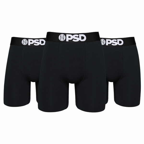 PSD Underwear Mens Boxer Briefs - Solid Black 3 Pack,