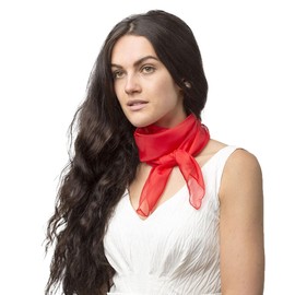 Basic Sense Square Chiffon Scarf Retro Lightweight Neck Scarves Bandana for Women, Red