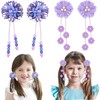 HIFANMM 4PCS Flower Hair Clips for Girls, Purple Floral Tassel