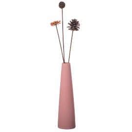 Uniquewise 8-Inch Slim Cone Ceramic Vase – Modern Decorative Centerpiece, Minimalist Flower Holder - Elegant Accent for Living Room, Office, Bedroom, Entryway, or Bathroom Decor - Pink