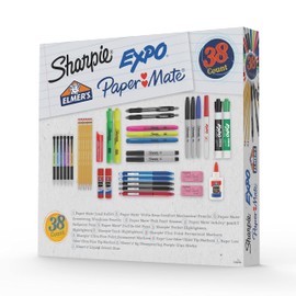 School Supplies Kit Highlighters Mechanical Pencils Glue Sticks Erasers Permanent Markers Gel Pens Pencils School Glue and more from Sharpie Elmer’s Paper Mate & Expo 38 pieces