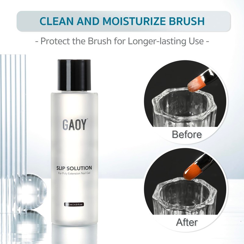 GAOY Slip Solution Set for Poly Gel Nails, 145ml Anti-stick