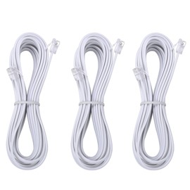 LanSenSu Telephone landline Extension Cord Cable Cord with Standard RJ-11 6P4C Plug (6Ft-3Pack-White, White)