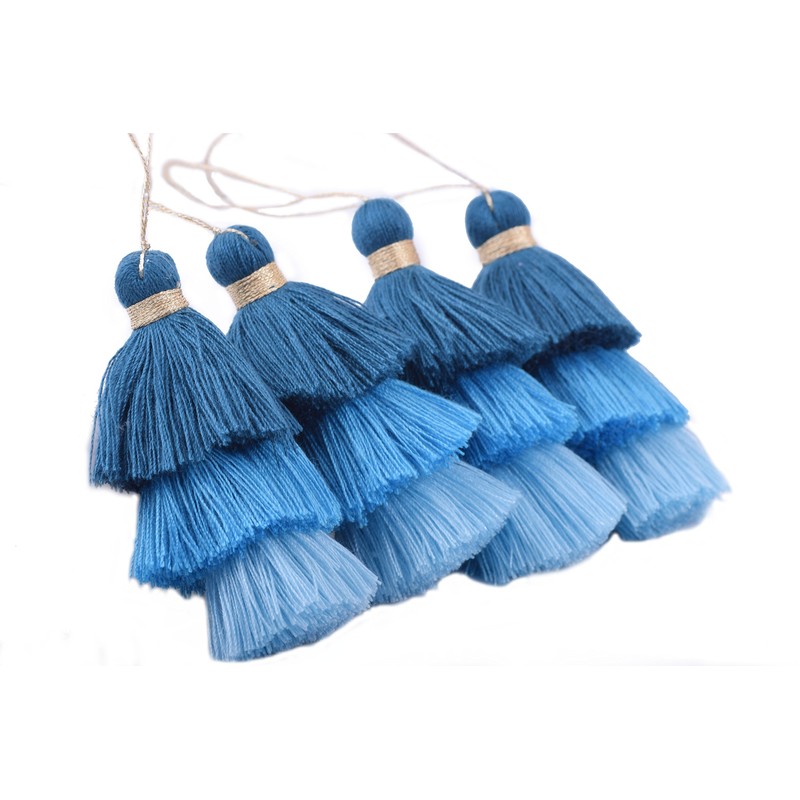 Konmay Bulk 20pcs Tri-Layered Tassels with Hanging Loop for Jewelry