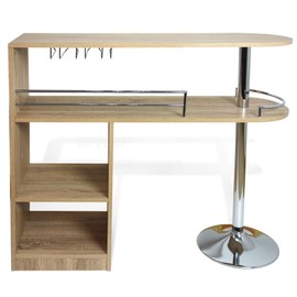 Homegear Kitchen Cocktail Bar Table - Oak