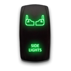 SIDE LIGHTS (C) - Green - STARK 5-PIN Laser Etched LED Rocker Switch Dual Light - 20A 12V ON/OFF