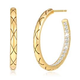 LYLYMIMI Gold Hoop Earrings Cubic Zirconia Inlaid for Women Vintage Statement Earrings Trendy Jewelry 40MM