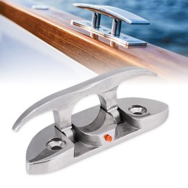 Boat Flip Up Cleat, 12 * 4cm / 4.7 * 1.6in 4-1/2" 316 Stainless Steel Material Marine Boat Flip Up Folding Cleat Dock Cleats with Bolts and Nuts