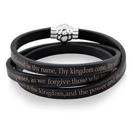 West Coast Jewelry Lord's Prayer Leather Wrap Bracelet - 7.5 Inch