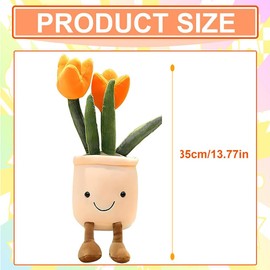 Tulip Succulents Plush Toy,Tulip Plant Plush Toy,Tulip Stuffed Yellow Flower Pot for Kids Girls Soft Tulip Cotton Stuffed Anime Plushies Flower Cute Soft Plants Throw Pillow