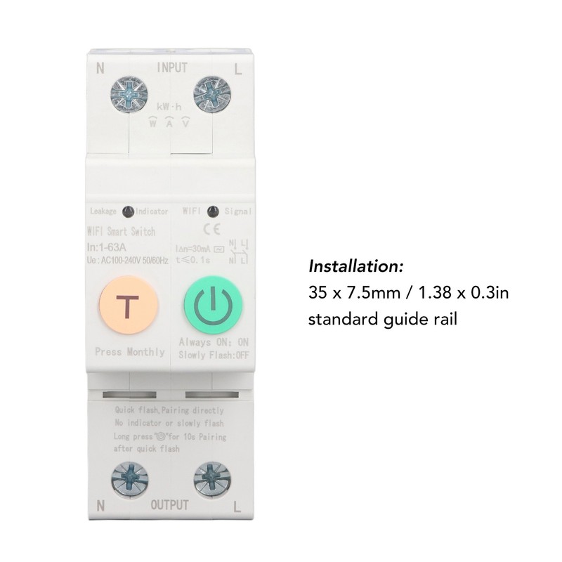 WiFi Circuit Breaker Parameters Adjustable Leakage Protection Data Display Remote