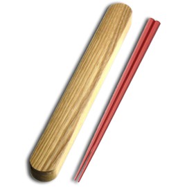 Nagao Chopsticks and Case Set, 9.1 inches (23 cm), Hexagonal Chopsticks Red, Dishwasher Safe, Made in Japan