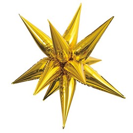 Gold 12-Point Jumbo 3D Star Foil Balloons, 5-Pack - Extra-Large & Durable Party Decoration, Perfect for Any Celebrations
