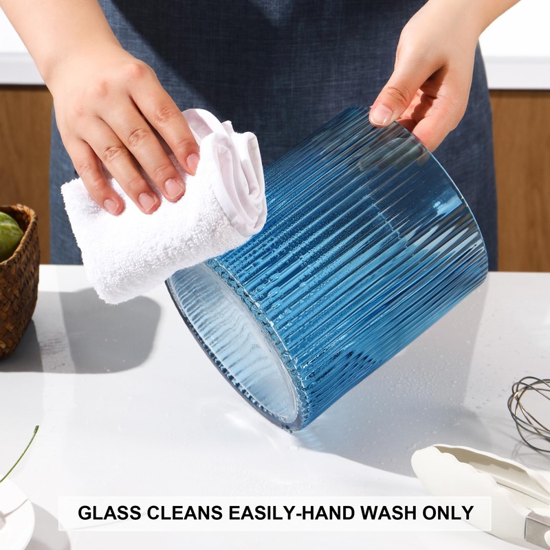 FERAHI Blue Utensil Holder, 6.3" Glass Kitchen Utensil Holder for