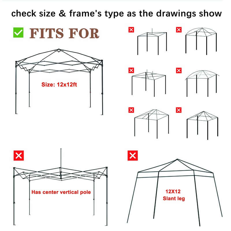 SCOCANOPY Replacement Top with Air Vent for 12x12 Canopy Frame,