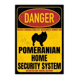Pomeranian Pom Pomeranian Danger Security System Door Sign Dog Sign Warning Sign