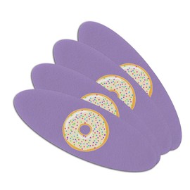 Cute Donut Pastel Sprinkles Spring Yummy Double-Sided Oval Nail File Emery Board Set 4 Pack