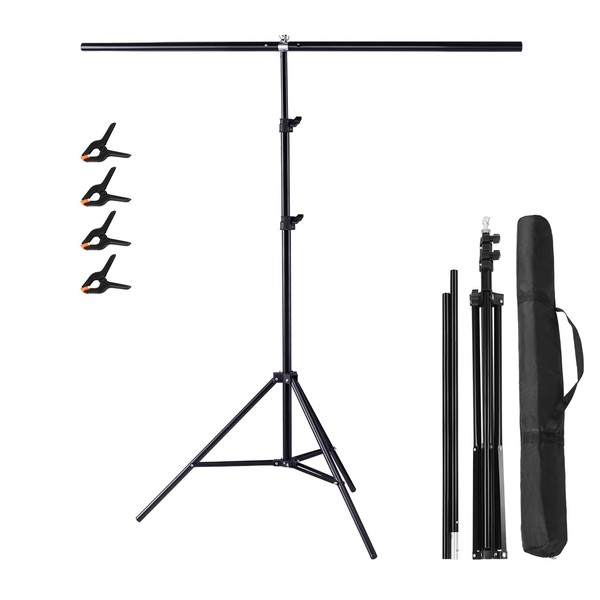 Meking 5x6.5ft Adjustable T-Shaped Backdrop Stand with Carry Bag and